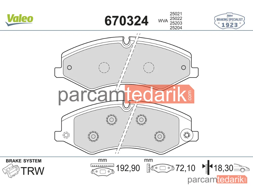 670324 | Fren Balatası — Land Rover Discovery Sport, Land Rover Range Rover IV